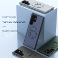 For Samsung Galaxy S22 Ultra Magsafe Hidden Fold Holder Full Coverage Shockproof Phone Case(Black)