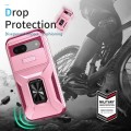 For Google Pixel 8a Sliding Camshield Holder Phone Case(Pink + Grey Green)