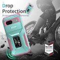 For Google Pixel 8a Sliding Camshield Holder Phone Case(Grey Green + Pink)