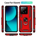 For Xiaomi 13T/13T Pro Shockproof TPU + PC Phone Case with Holder(Red)