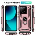 For Xiaomi 13T/13T Pro Shockproof TPU + PC Phone Case with Holder(Rose Gold)
