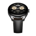 22mm Universal Pointed Tail Leather Watch Band(Black)