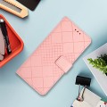 For OnePlus 12R 5G Global Rhombic Grid Texture Leather Phone Case(Pink)