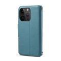 For iPhone 15 Pro Max Denior Cowhide Texture Wallet Style Leather Phone Case(Blue)