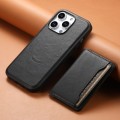 For iPhone 15 Pro Denior Cowhide Texture Leather MagSafe Detachable Wallet Phone Case(Black)