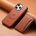 For iPhone 15 Plus Denior Cowhide Texture Leather MagSafe Detachable Wallet Phone Case(Brown)