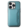 For iPhone 15 Denior Cowhide Texture Leather MagSafe Detachable Wallet Phone Case(Blue)