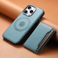 For iPhone 14 Denior Cowhide Texture Leather MagSafe Detachable Wallet Phone Case(Blue)