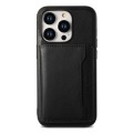 For iPhone 14 Denior Cowhide Texture Leather MagSafe Detachable Wallet Phone Case(Black)