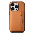 For iPhone 14 Pro Denior Cowhide Texture Leather MagSafe Detachable Wallet Phone Case(Khaki)