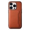 For iPhone 13 Denior Cowhide Texture Leather MagSafe Detachable Wallet Phone Case(Brown)