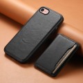 For iPhone SE 2022/2020/8/7 Denior Cowhide Texture Leather MagSafe Detachable Wallet Phone Case(Blac
