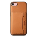 For iPhone SE 2022/2020/8/7 Denior Cowhide Texture Leather MagSafe Detachable Wallet Phone Case(Khak