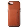 For iPhone SE 2022/2020/8/7 Denior Cowhide Texture Leather MagSafe Detachable Wallet Phone Case(Brow