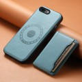 For iPhone 8 Plus/7 Plus Denior Cowhide Texture Leather MagSafe Detachable Wallet Phone Case(Blue)