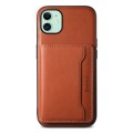 For iPhone 11 Denior Cowhide Texture Leather MagSafe Detachable Wallet Phone Case(Brown)