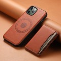 For iPhone 11 Pro Denior Cowhide Texture Leather MagSafe Detachable Wallet Phone Case(Brown)