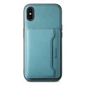 For iPhone X / XS Denior Cowhide Texture Leather MagSafe Detachable Wallet Phone Case(Blue)