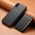 For iPhone X / XS Denior Cowhide Texture Leather MagSafe Detachable Wallet Phone Case(Black)