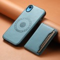 For iPhone XR Denior Cowhide Texture Leather MagSafe Detachable Wallet Phone Case(Blue)