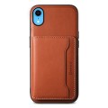 For iPhone XR Denior Cowhide Texture Leather MagSafe Detachable Wallet Phone Case(Brown)