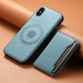 For iPhone XS Max Denior Cowhide Texture Leather MagSafe Detachable Wallet Phone Case(Blue)
