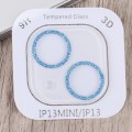 For iPhone 15 / 15 Plus Glitter Ring Tempered Glass Camera Lens Film(Blue)