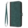 For Google Pixel 9 Side Buckle Double Fold Hand Strap Leather Phone Case(Dark Green)