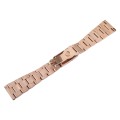 22mm Universal Three-Bead Stainless Steel Watch Band(Rose Gold)