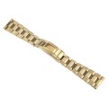 22mm Universal Three-Bead Stainless Steel Watch Band(Gold)