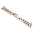22mm Universal Three-Bead Stainless Steel Watch Band(Silver Rose Gold)