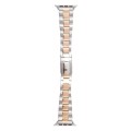 For Apple Watch SE 2023 44mm Three-Bead Stainless Steel Watch Band(Silver Rose Gold)