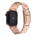 For Apple Watch Series 9 45mm Three-Bead Stainless Steel Watch Band(Rose Gold)