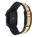 For Apple Watch Ultra 49mm Three-Bead Stainless Steel Watch Band(Black Gold)