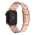 For Apple Watch Series 8 45mm Three-Bead Stainless Steel Watch Band(Rose Gold)