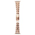 For Apple Watch Series 7 41mm Three-Bead Stainless Steel Watch Band(Rose Gold)