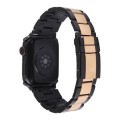 For Apple Watch Series 7 45mm Three-Bead Stainless Steel Watch Band(Black Rose Gold)