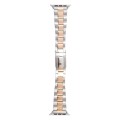 For Apple Watch Series 7 45mm Three-Bead Stainless Steel Watch Band(Silver Rose Gold)