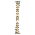 For Apple Watch Series 6 44mm Three-Bead Stainless Steel Watch Band(Silver Gold)