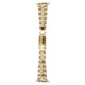For Apple Watch Series 5 44mm Three-Bead Stainless Steel Watch Band(Gold)