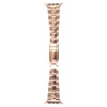 For Apple Watch Series 3 38mm Three-Bead Stainless Steel Watch Band(Rose Gold)