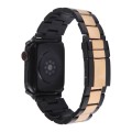 For Apple Watch Series 3 42mm Three-Bead Stainless Steel Watch Band(Black Rose Gold)