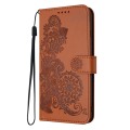 For Google Pixel 9 Pro Datura Flower Embossed Flip Leather Phone Case(Brown)