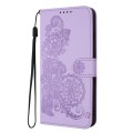 For Google Pixel 9 Pro Datura Flower Embossed Flip Leather Phone Case(Purple)