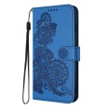 For Google Pixel 9 Datura Flower Embossed Flip Leather Phone Case(Blue)