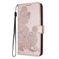 For Google Pixel 9 Datura Flower Embossed Flip Leather Phone Case(Rose Gold)