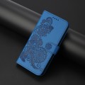 For Honor 100 Datura Flower Embossed Flip Leather Phone Case(Blue)