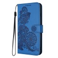 For Honor 100 Datura Flower Embossed Flip Leather Phone Case(Blue)