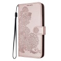 For Honor 100 Datura Flower Embossed Flip Leather Phone Case(Rose Gold)