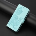For Samsung Galaxy A35 Datura Flower Embossed Flip Leather Phone Case(Light blue)
